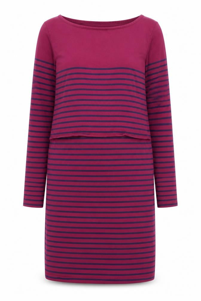 JoJo Maman Bébé Women Purple Stripe Maternity Shift Dress S