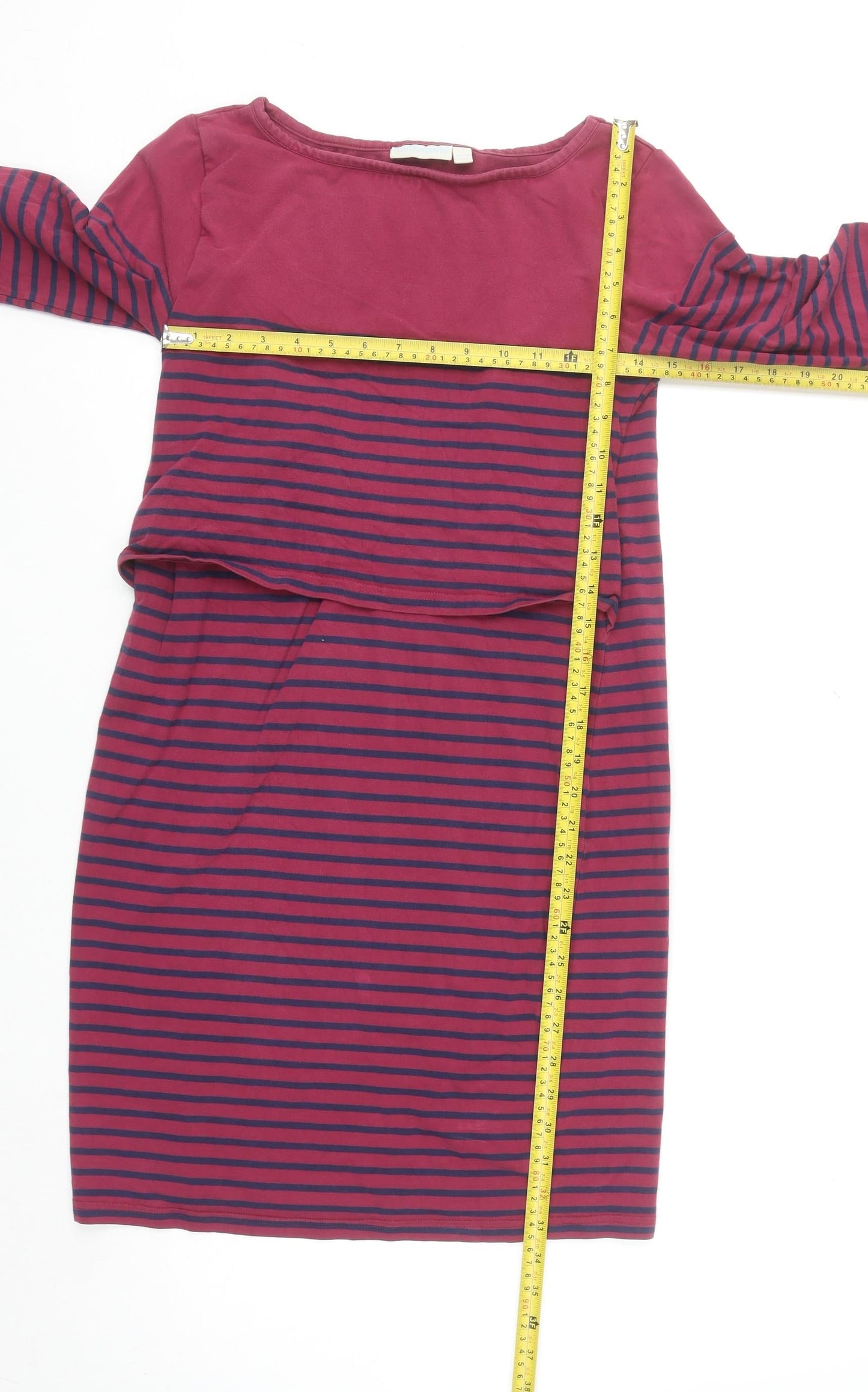 JoJo Maman Bébé Women Purple Stripe Maternity Shift Dress S