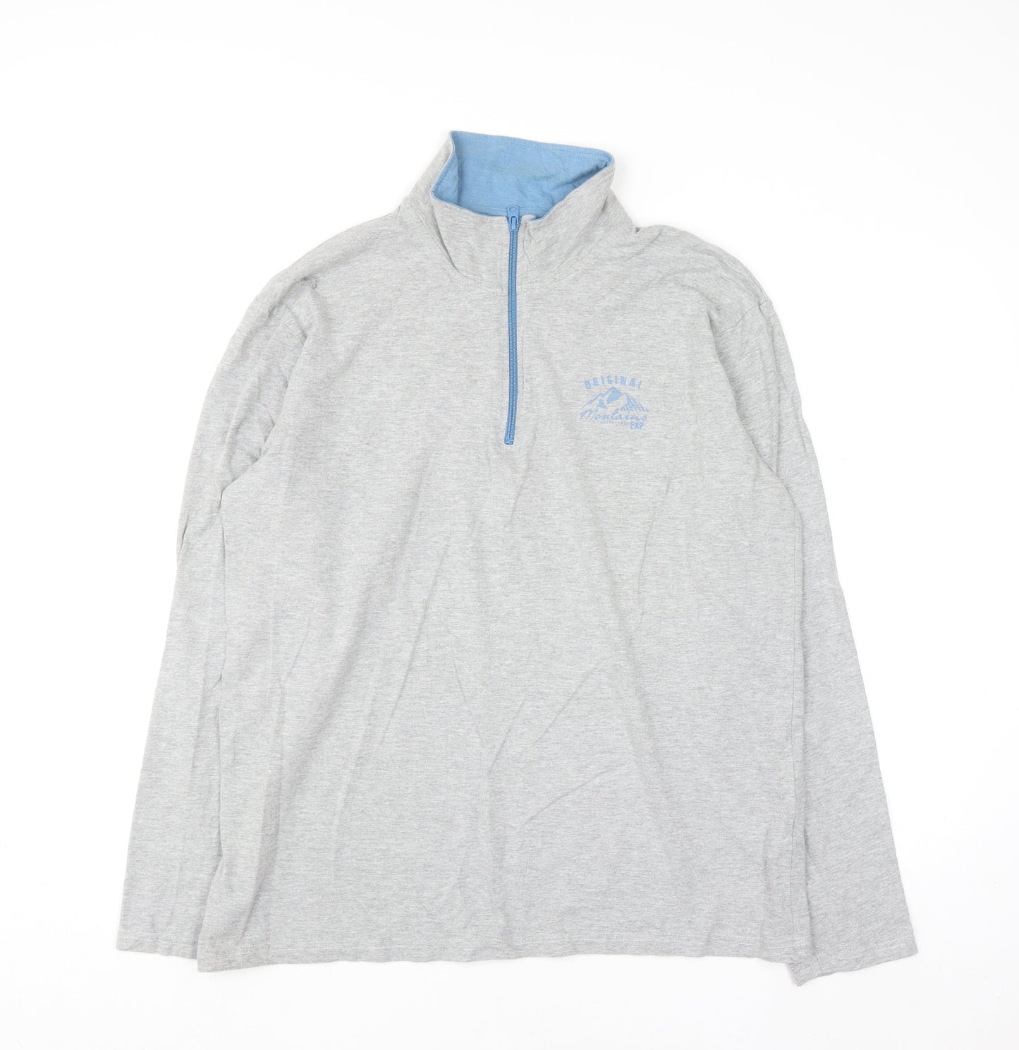 Atlas For Men Grey 1/4 Zip High Neck Pullover Sweatshirt L