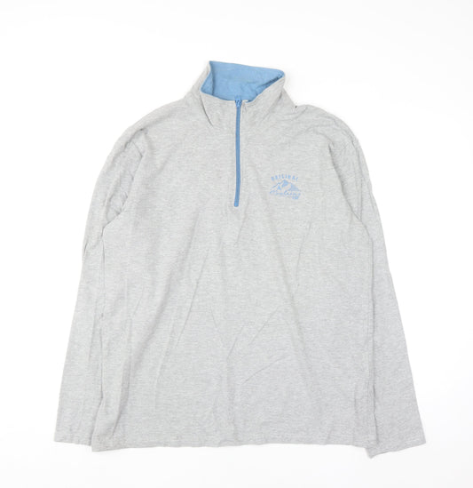Atlas For Men Grey 1/4 Zip High Neck Pullover Sweatshirt L