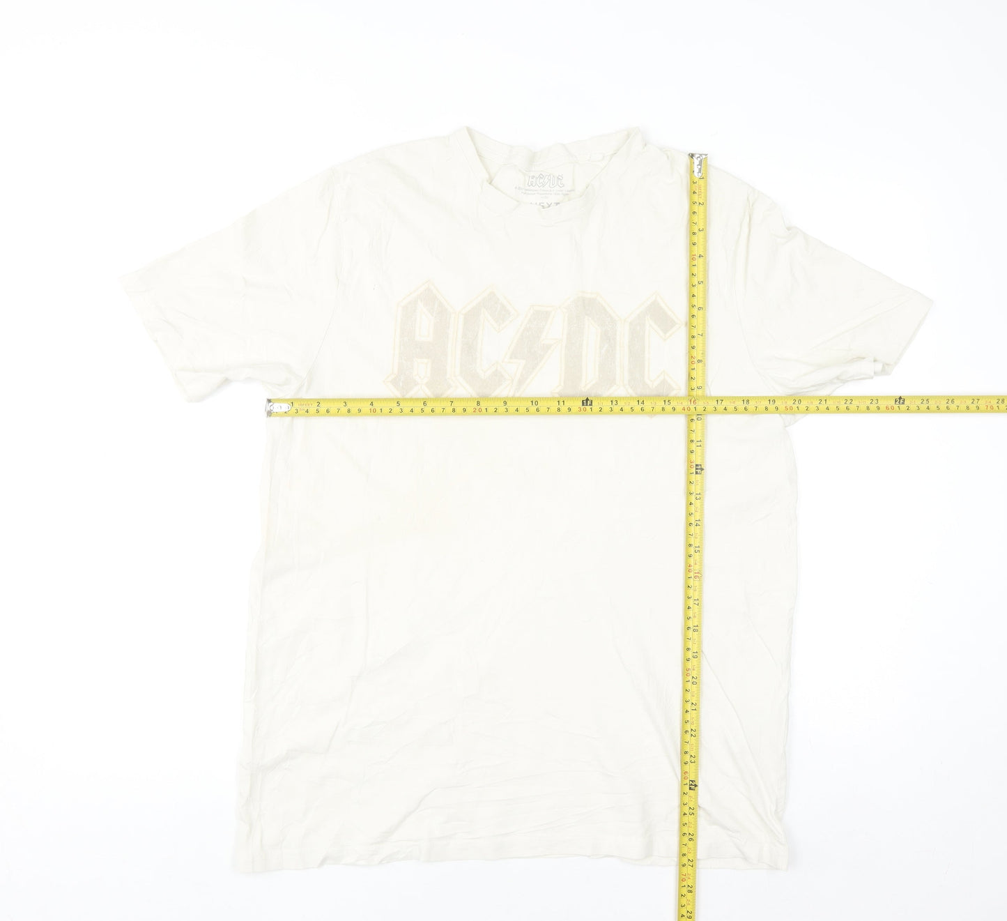 Next Mens White AC/DC Band Graphic T-Shirt Size M Cotton