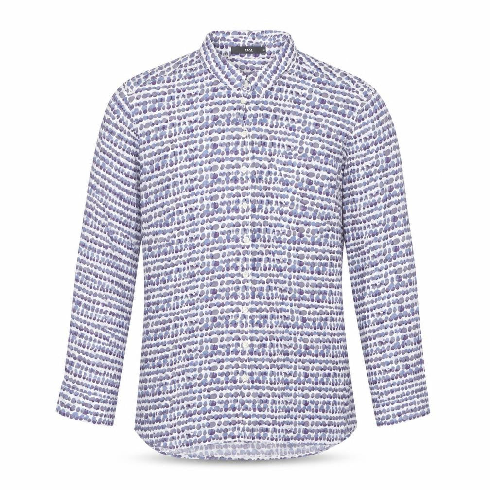 Brax Men's Blue Geometric Viscose Long Sleeve Button-Up Shirt Size 42