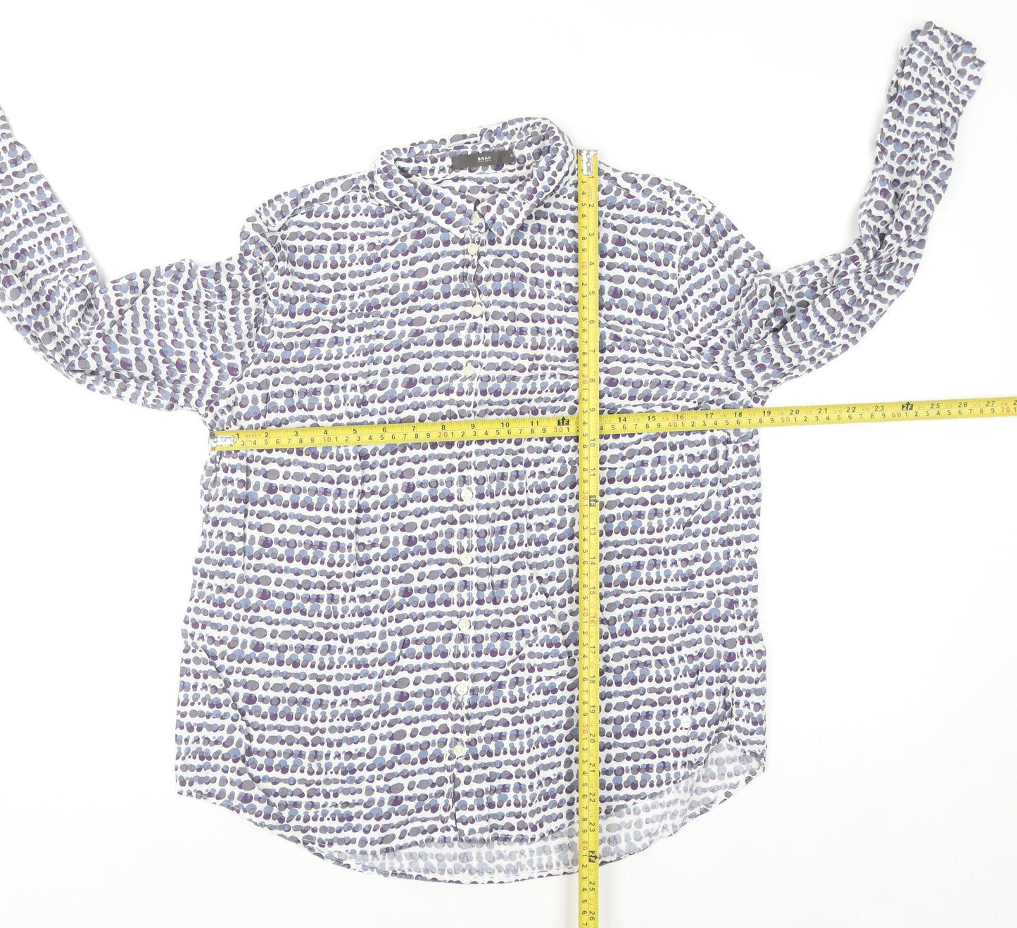Brax Men's Blue Geometric Viscose Long Sleeve Button-Up Shirt Size 42