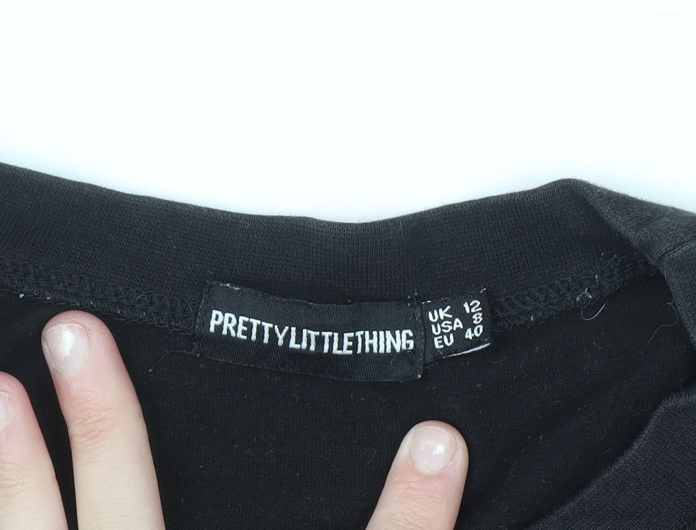 PrettyLittleThing Women's Black Boston Graphic T-Shirt UK 12