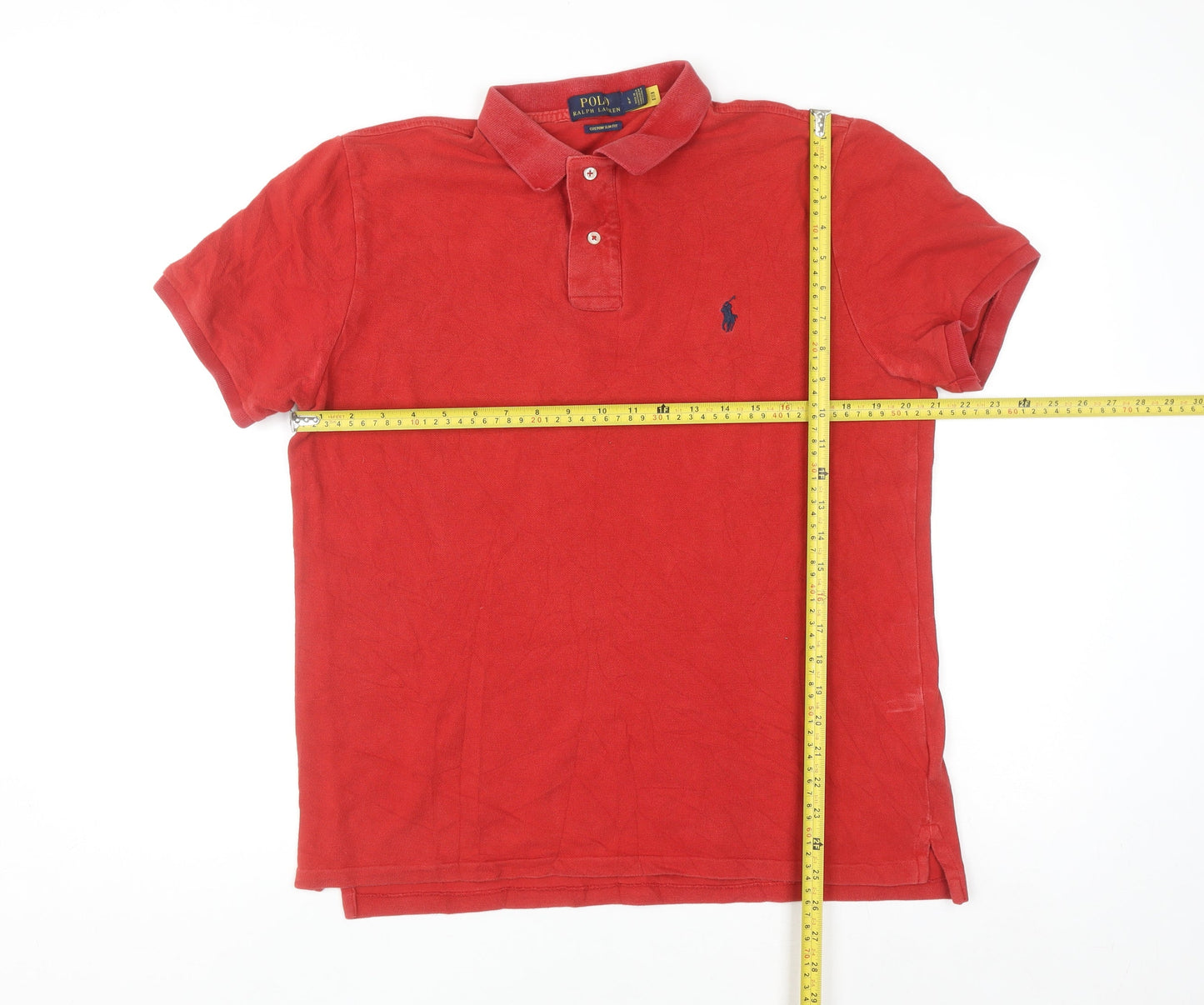 Ralph Lauren Men's Red Custom Slim Fit Polo Shirt Size L