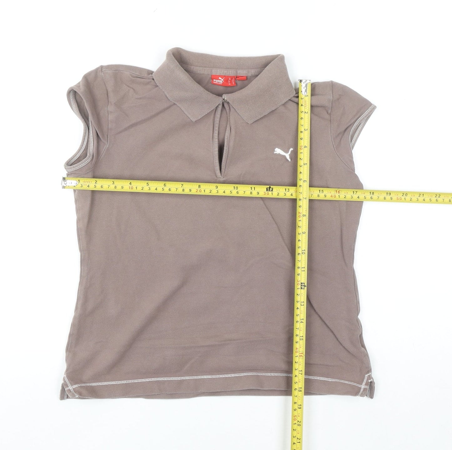 Puma Women's Brown Polo Shirt Size 12 Collared Stretch Casual Top