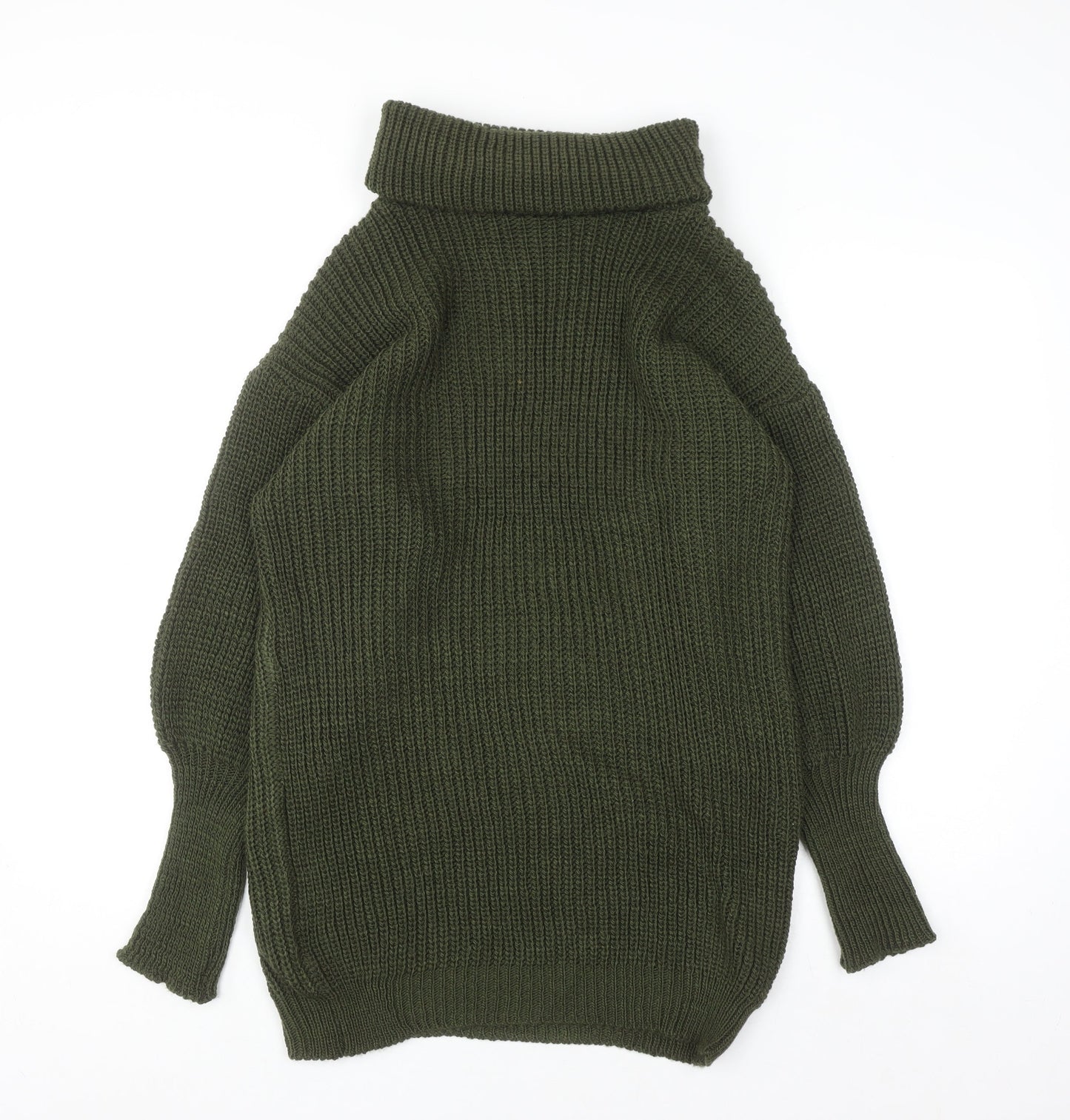 Apricot Women Green Roll Neck Chunky Knit Long Sleeve Pullover Jumper S