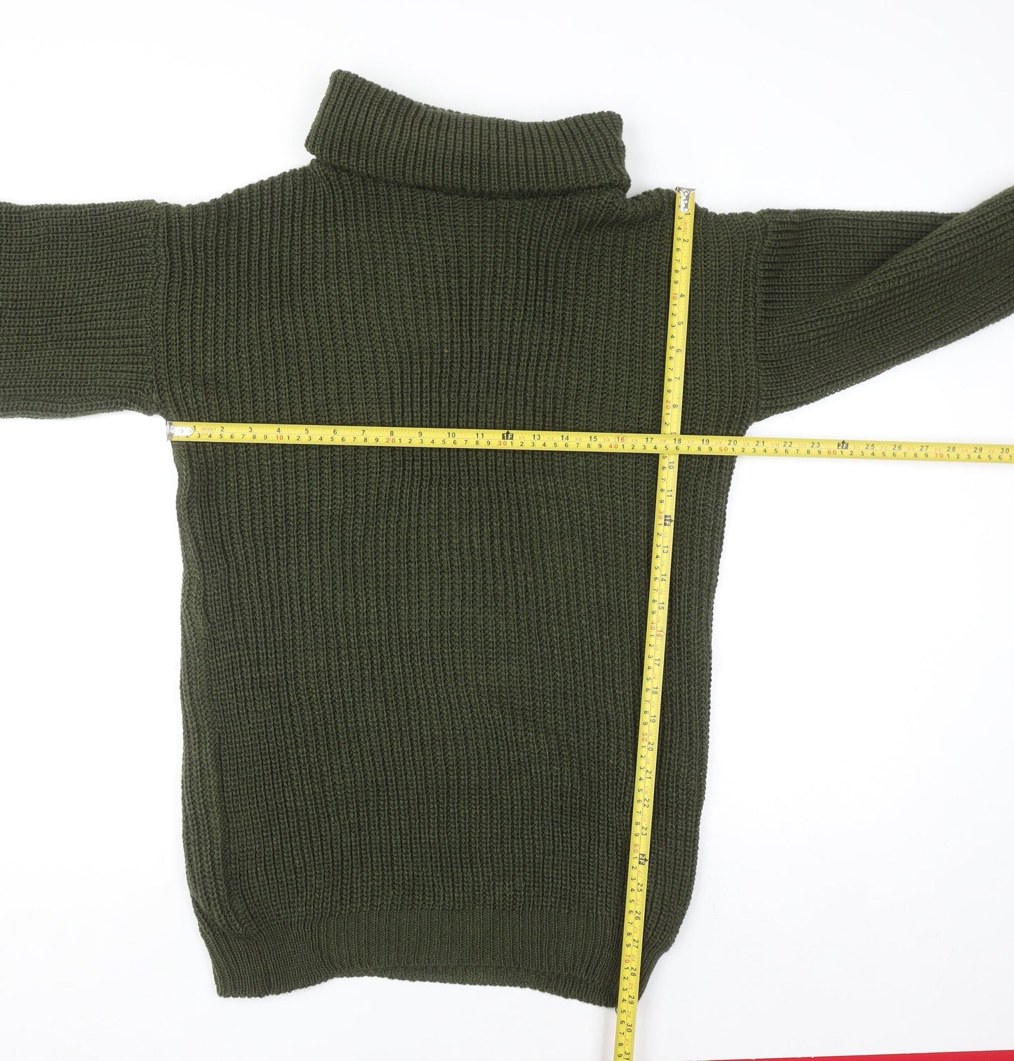 Apricot Women Green Roll Neck Chunky Knit Long Sleeve Pullover Jumper S