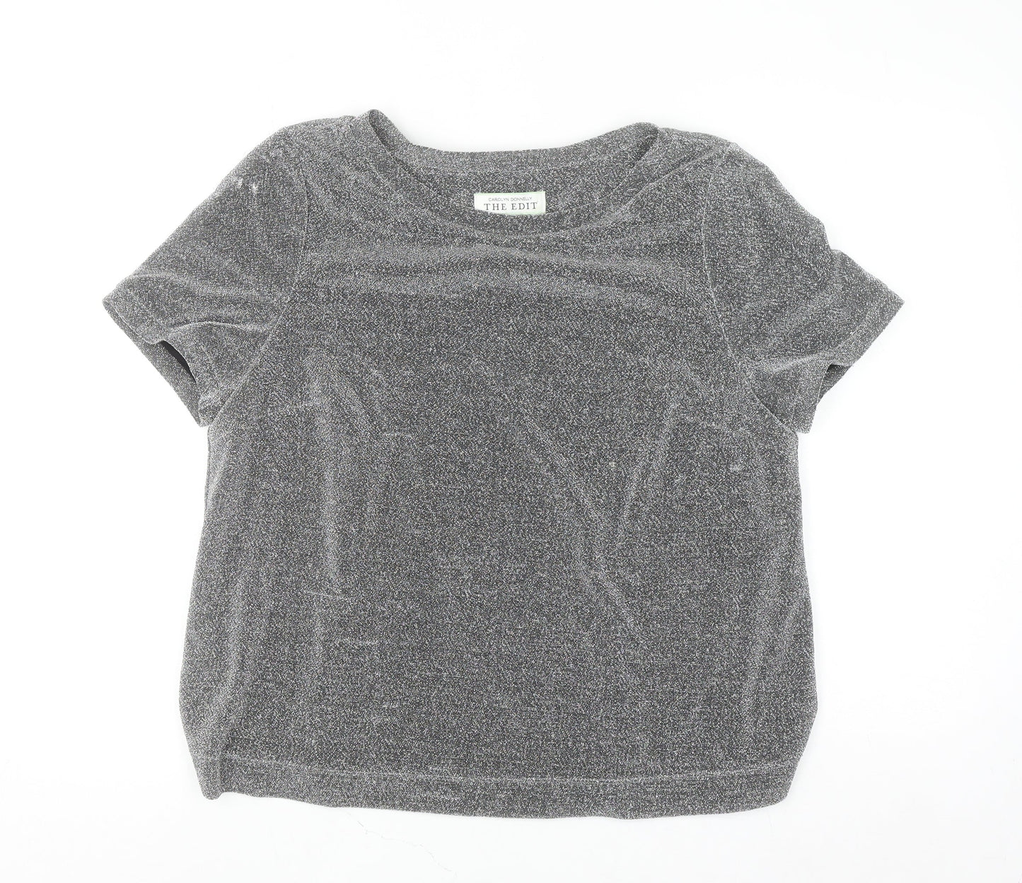 Carolyn Donnelly The Edit Womens Grey Glitter T-Shirt UK 14 Short Sleeve