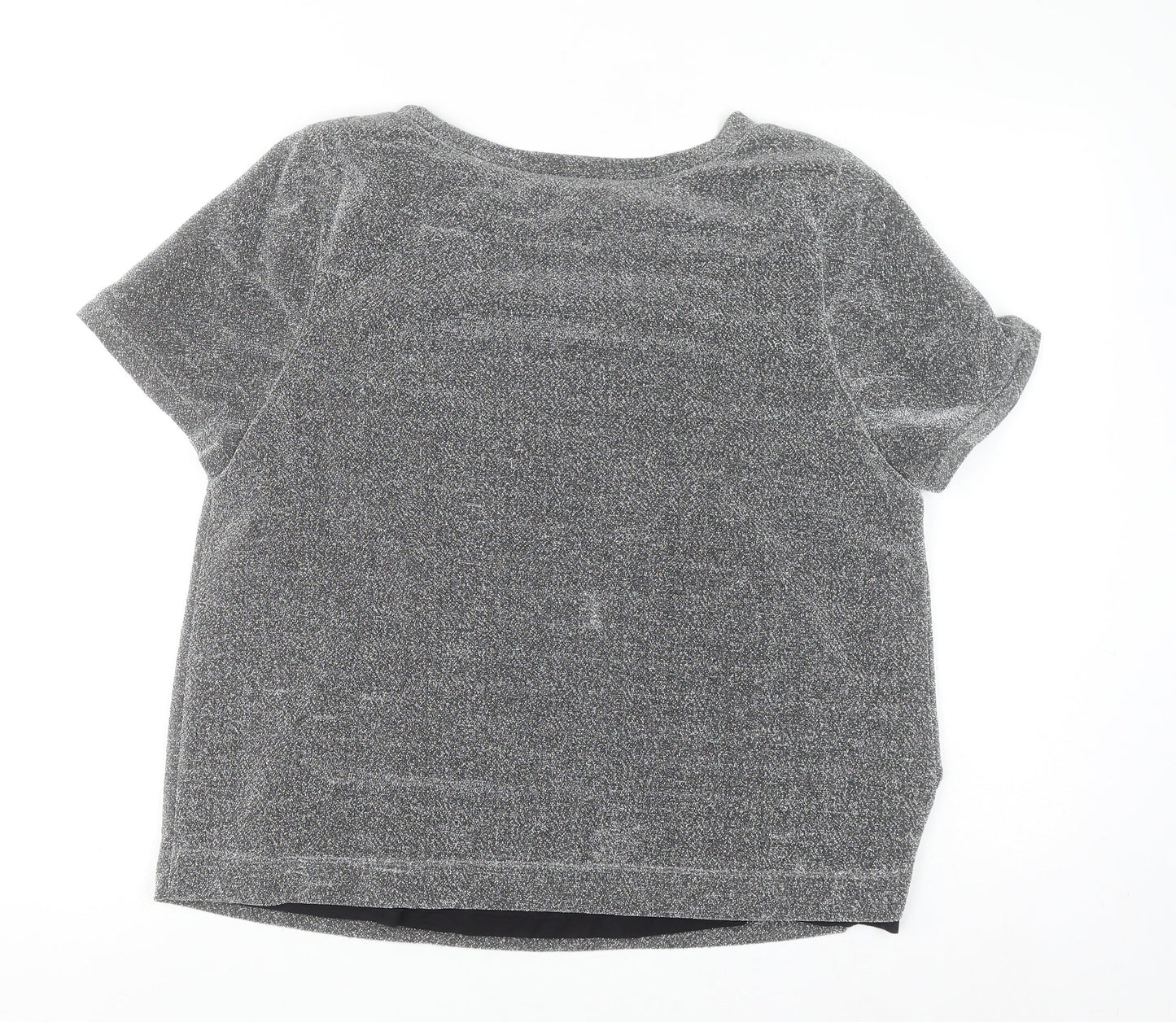 Carolyn Donnelly The Edit Womens Grey Glitter T-Shirt UK 14 Short Sleeve