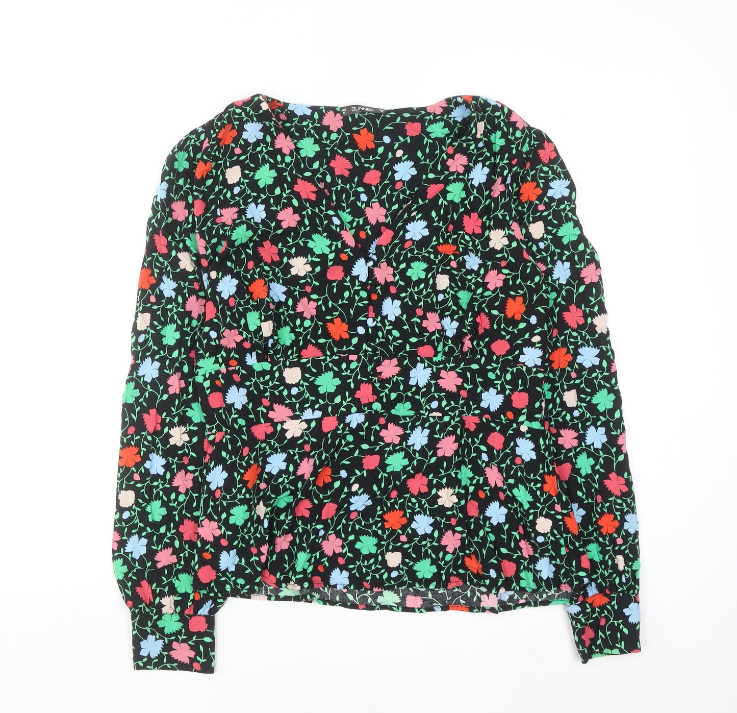 Dunnes Women’s Multicoloured Floral Viscose Blouse Size M Long Sleeve