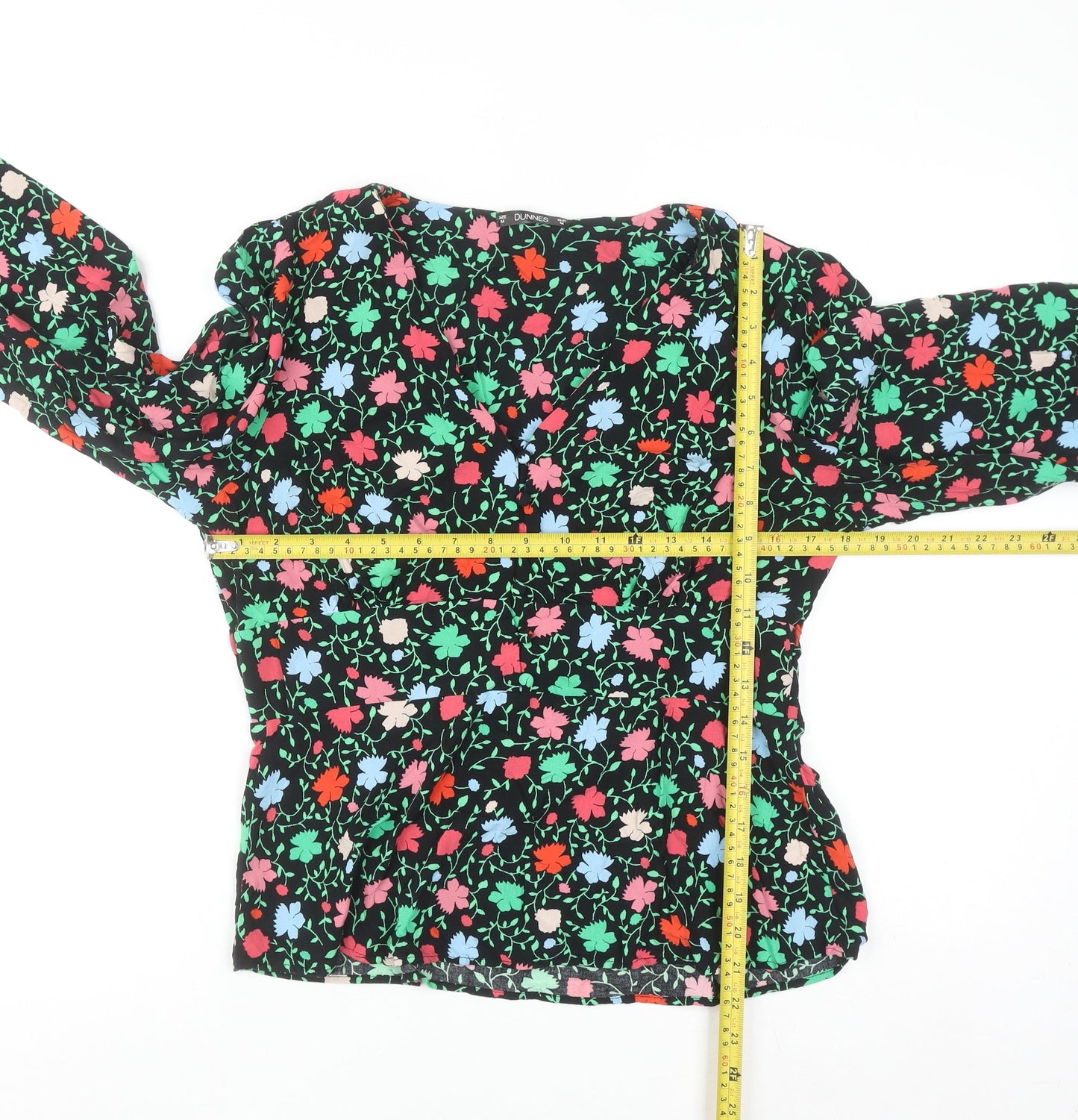 Dunnes Women’s Multicoloured Floral Viscose Blouse Size M Long Sleeve