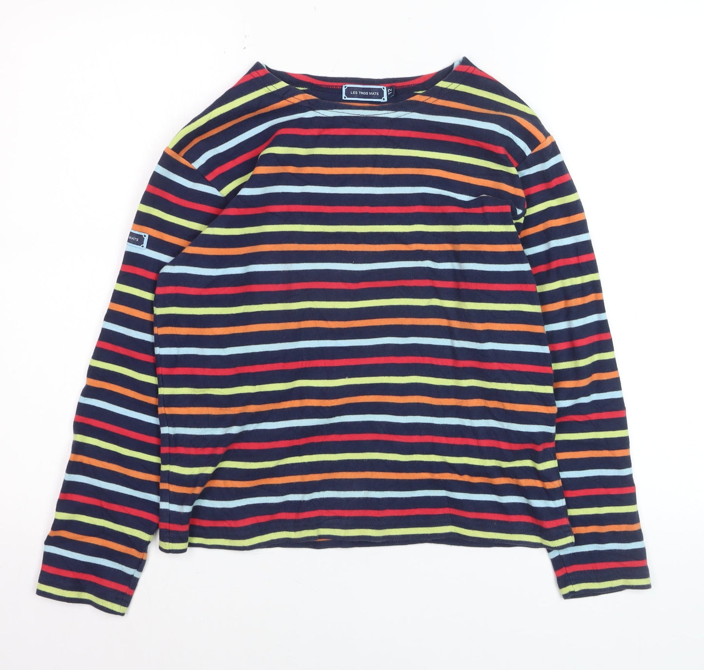 Les Trois Mats Women’s Multicoloured Striped Cotton Long Sleeve T-Shirt M