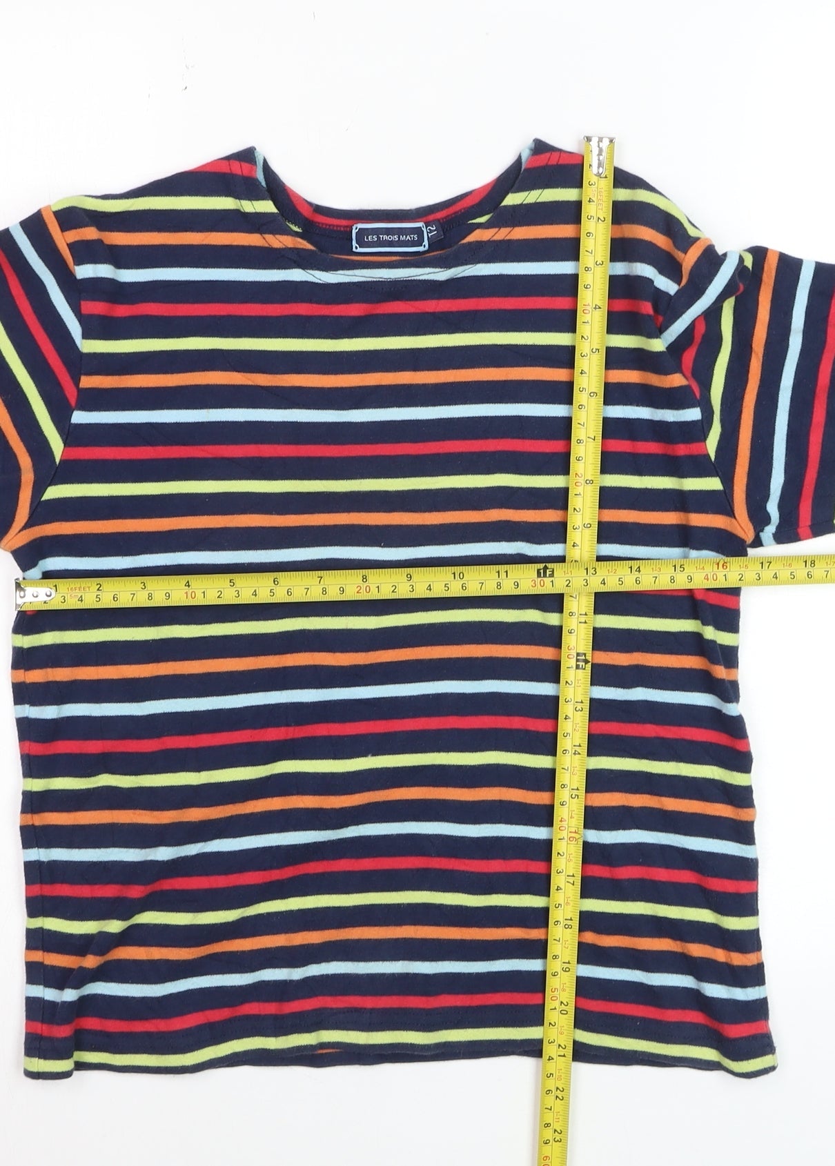 Les Trois Mats Women’s Multicoloured Striped Cotton Long Sleeve T-Shirt M