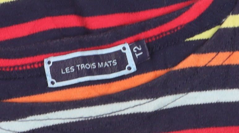 Les Trois Mats Women’s Multicoloured Striped Cotton Long Sleeve T-Shirt M