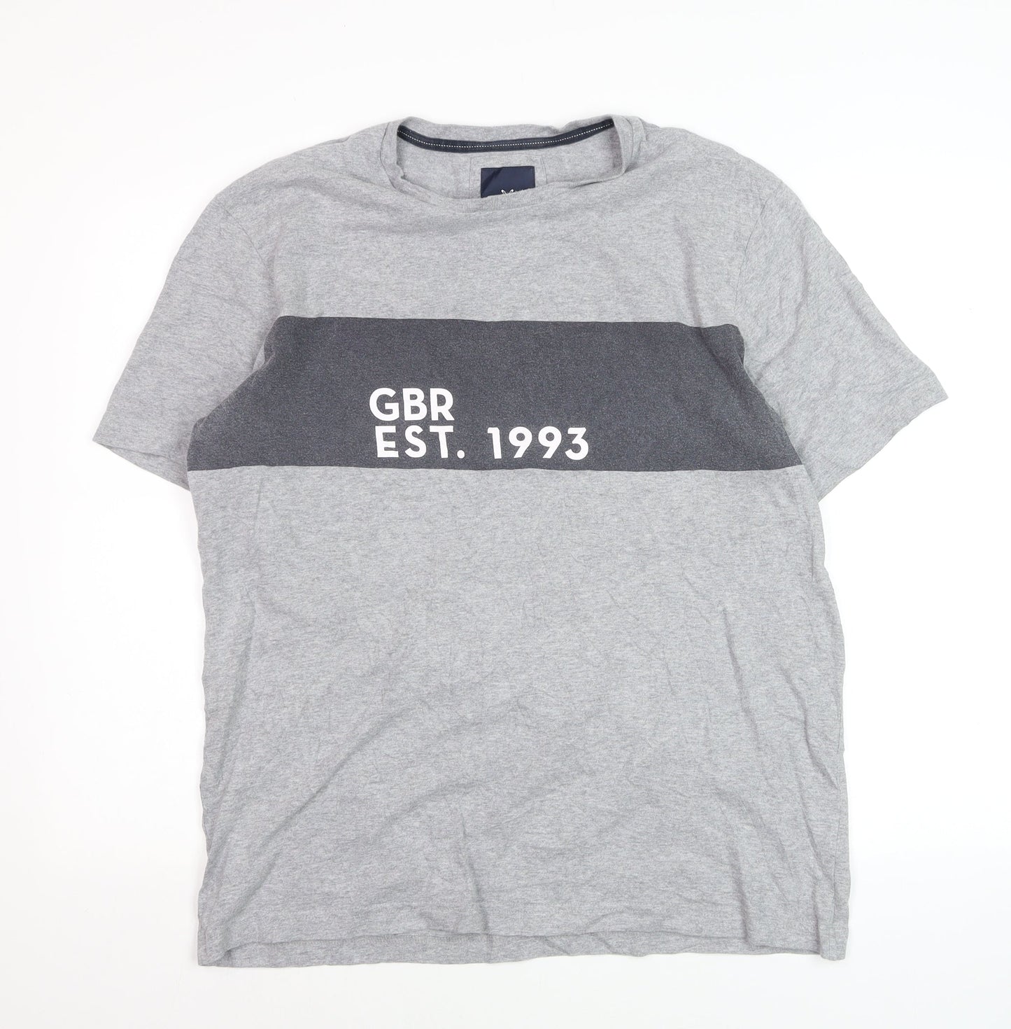 Crew Clothing Company Men's Grey GBR Graphic Cotton T-Shirt Size L