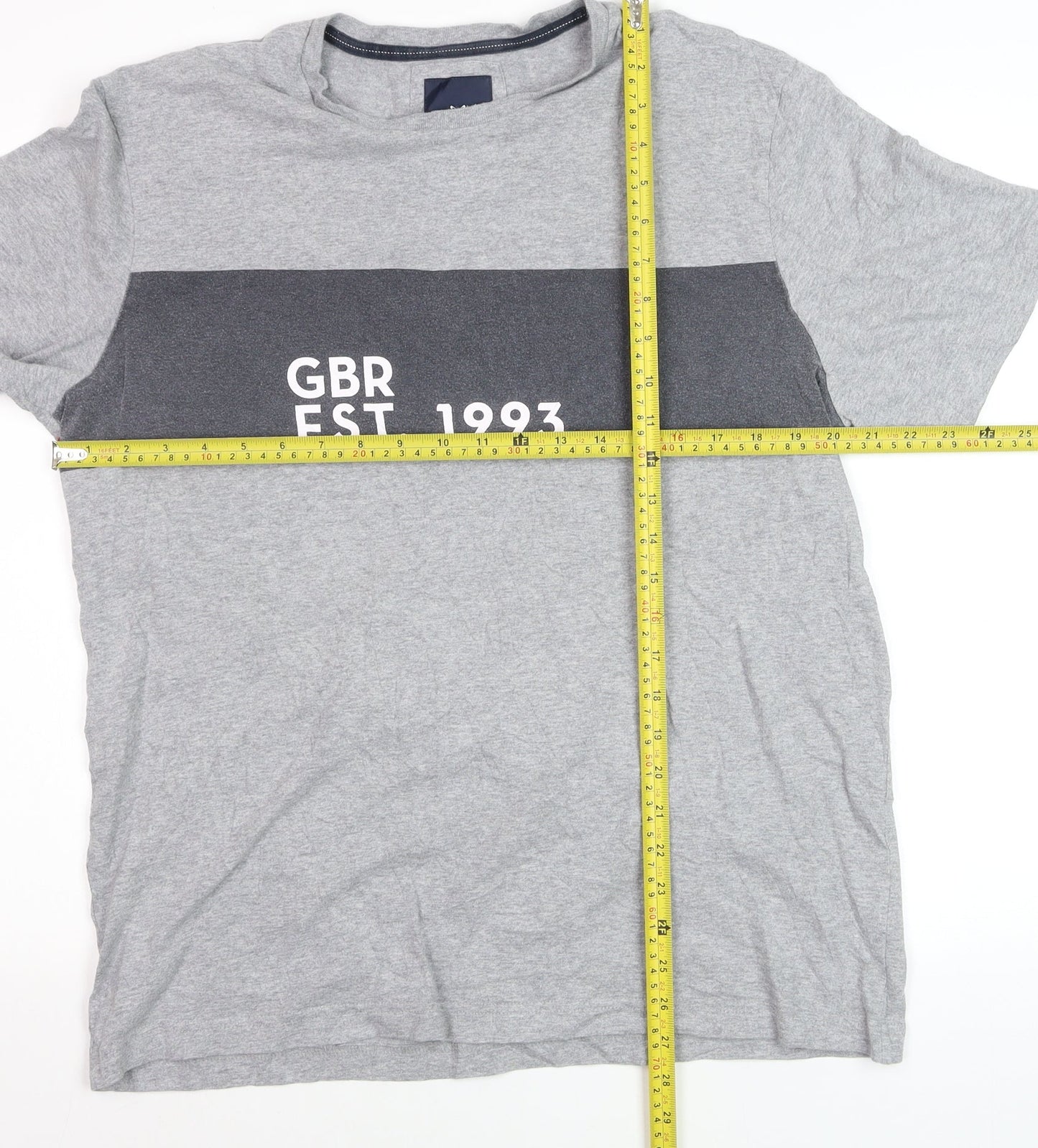 Crew Clothing Company Men's Grey GBR Graphic Cotton T-Shirt Size L