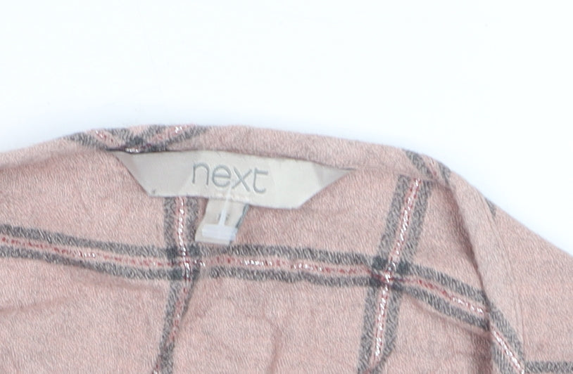 Next Women's Pink Check Wrap Blouse Size 14 Long Sleeve V-Neck