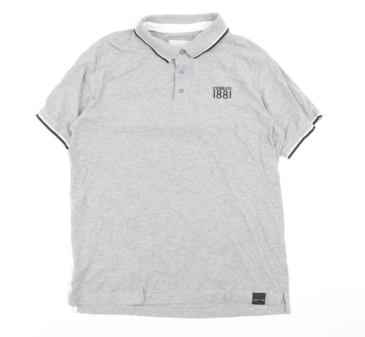 Cerruti 1881 Men's Grey Regular Fit Cotton Polo Shirt L