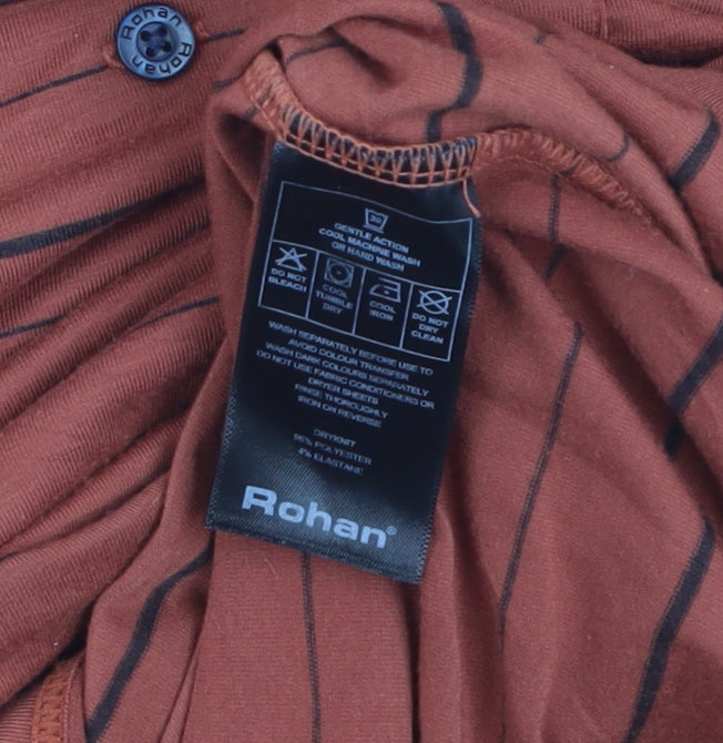 Rohan Men’s Brown Striped Short Sleeve Polo Shirt M