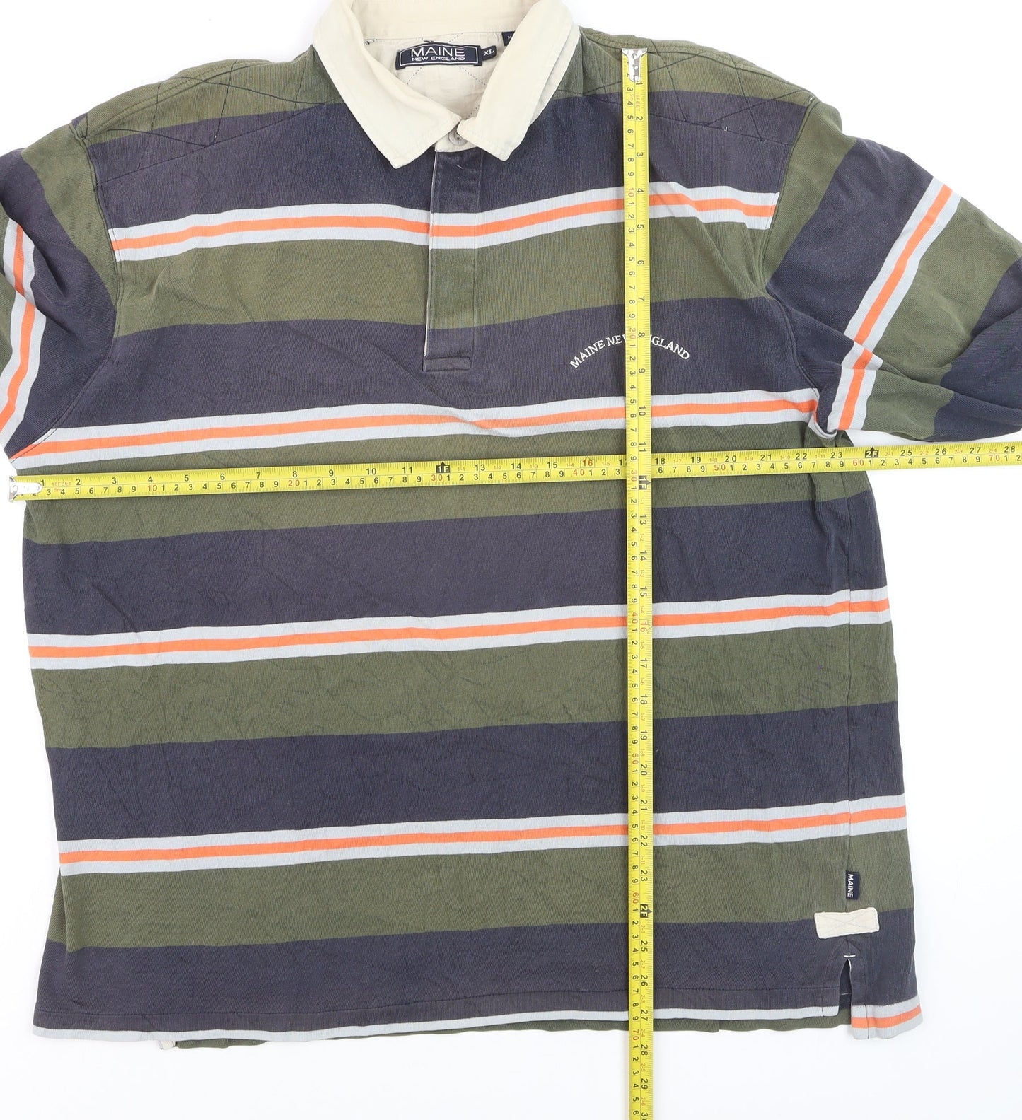 Maine New England Men's Multicoloured XL Striped Long Sleeve Polo Shirt