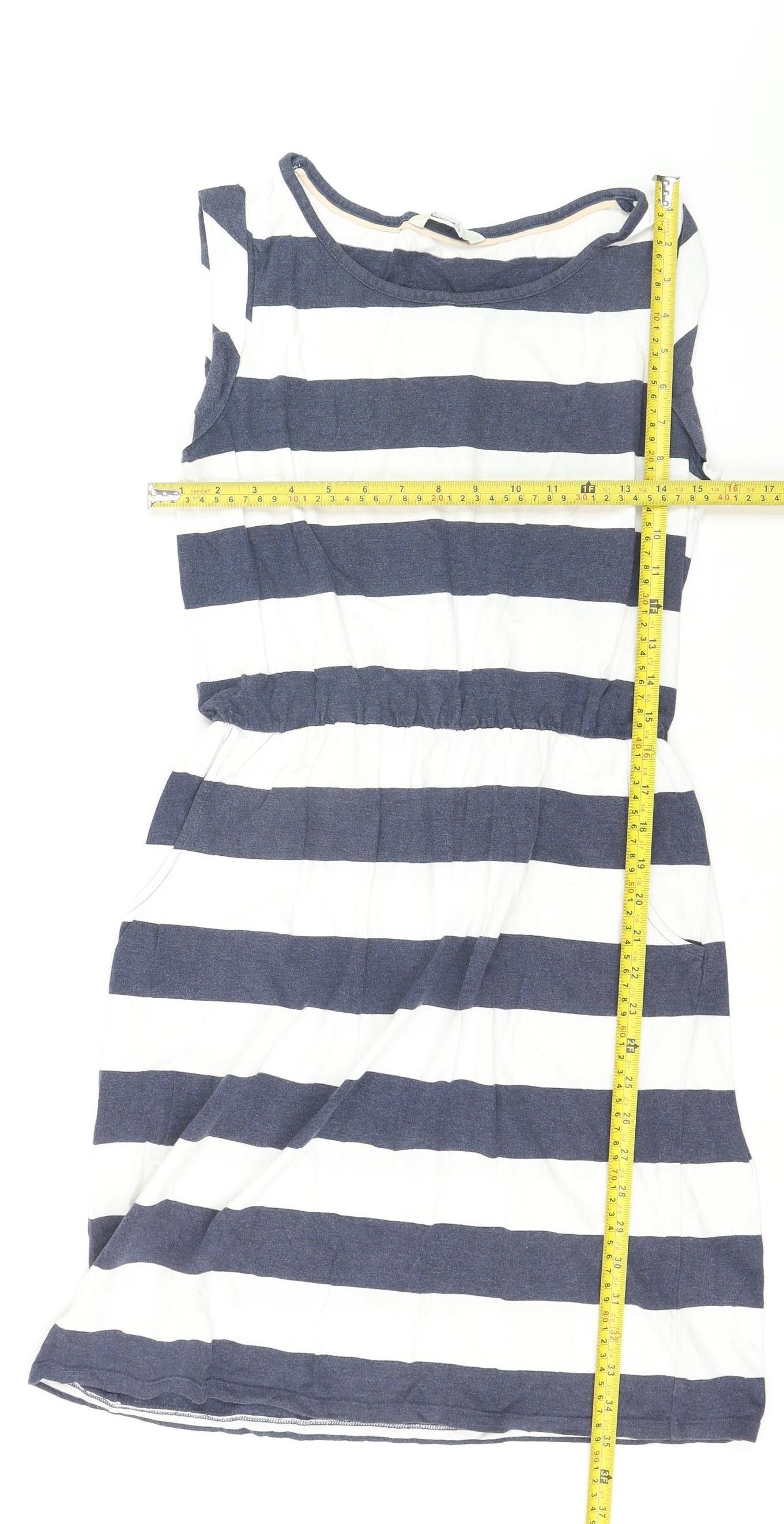 Boden Women’s Blue White Striped Sleeveless Shift Dress Size 10