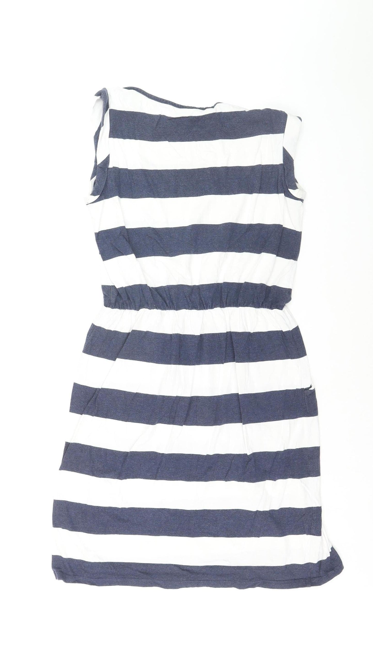 Boden Women’s Blue White Striped Sleeveless Shift Dress Size 10