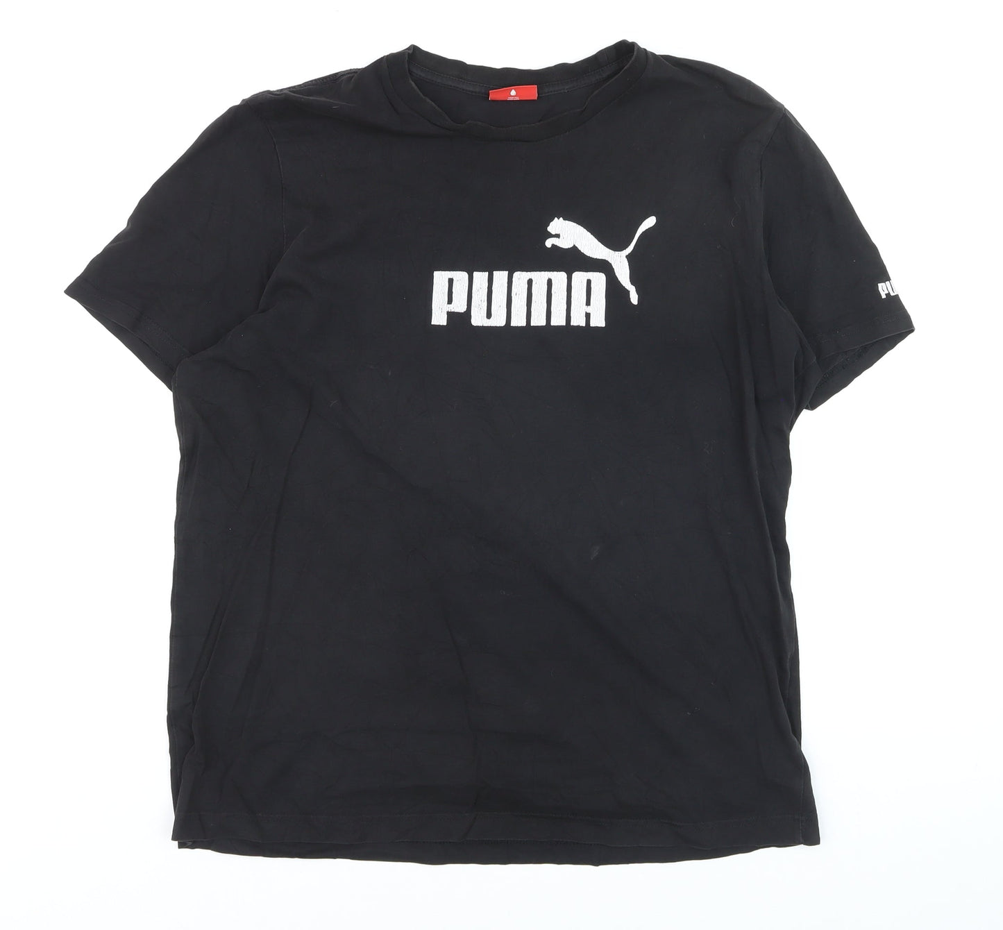 Puma Men's Black Logo Graphic T-Shirt Size L Short Sleeve Jersey