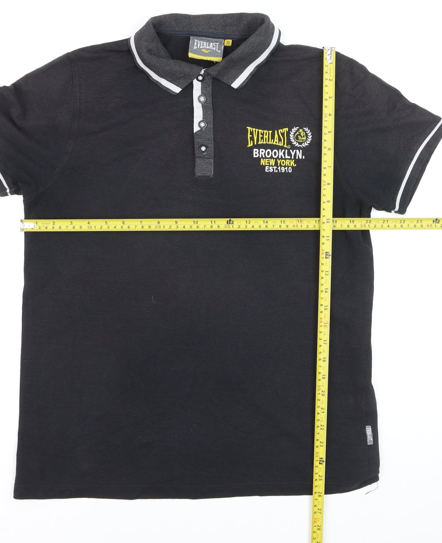 Everlast Men's Black Regular Fit Embroidered Polo Shirt Size M