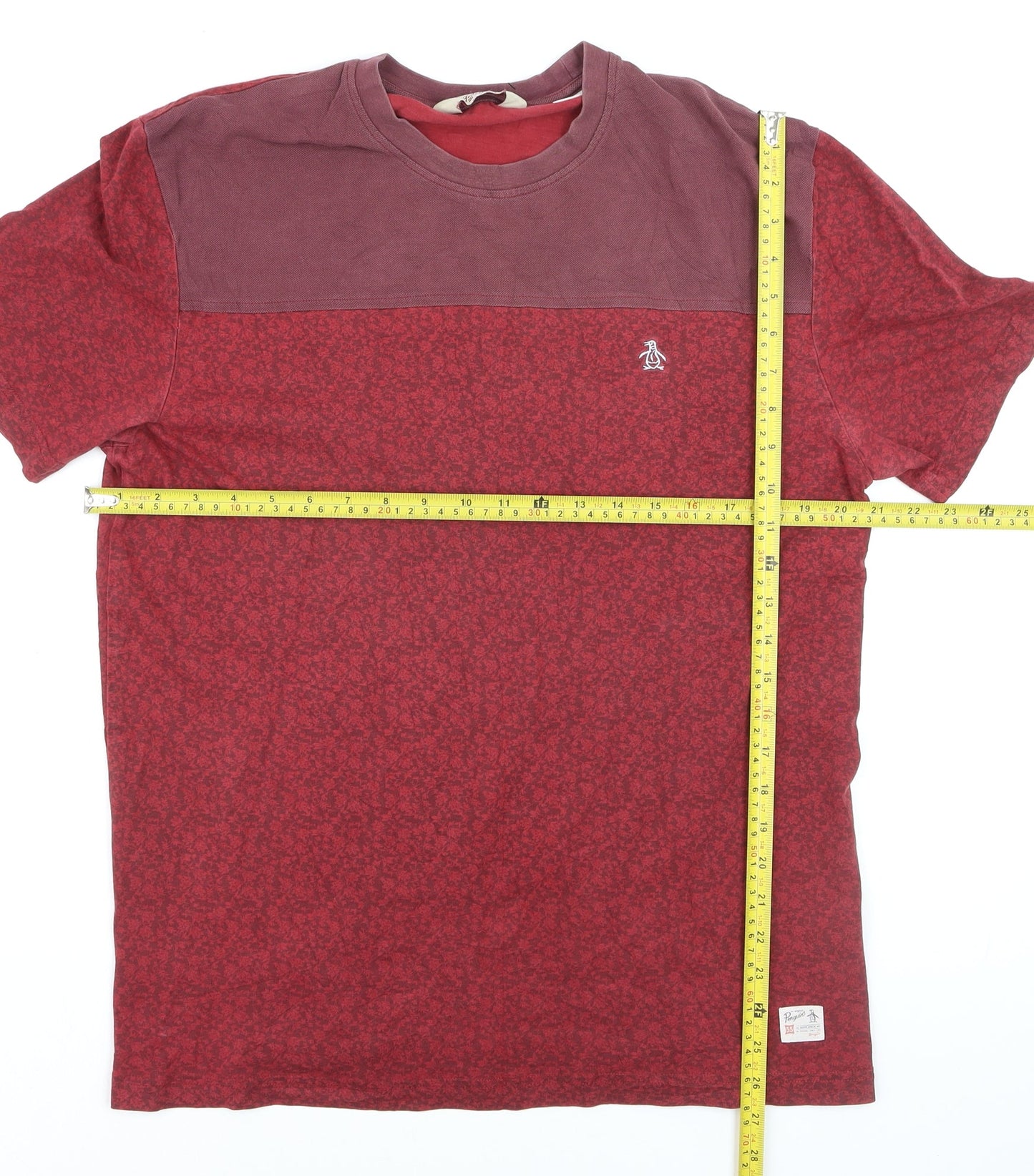 Original Penguin Men's Red Crew Neck Short Sleeve Cotton T-Shirt XL