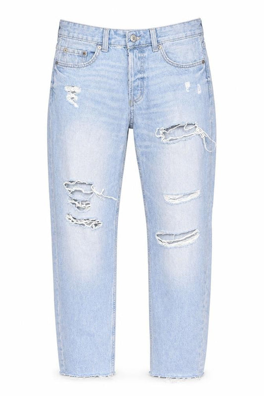 &Denim Women Blue Size 6 Boyfriend Distressed Jeans