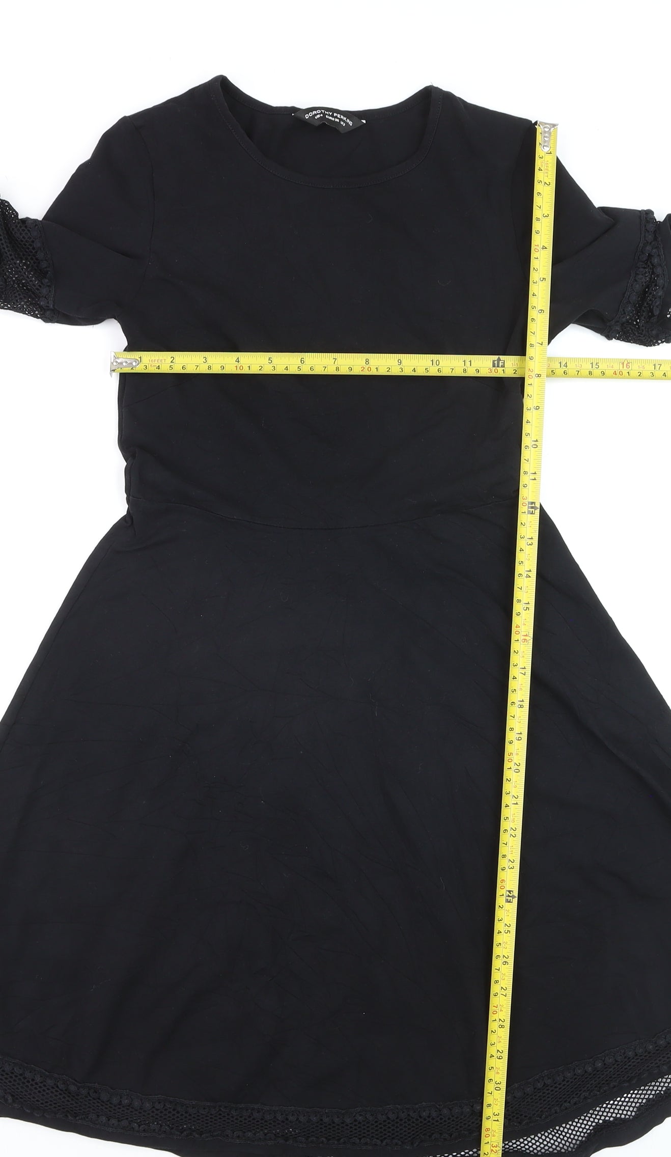Dorothy Perkins Women's Black A-Line Knee Length Dress Size 8