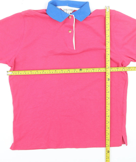 James Meade Men's Pink Cotton Polo Shirt Medium Short Sleeve