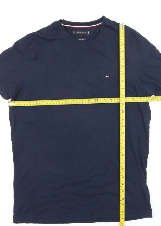 Tommy Hilfiger Men's Navy Blue Organic Cotton Crew Neck T-Shirt Size L