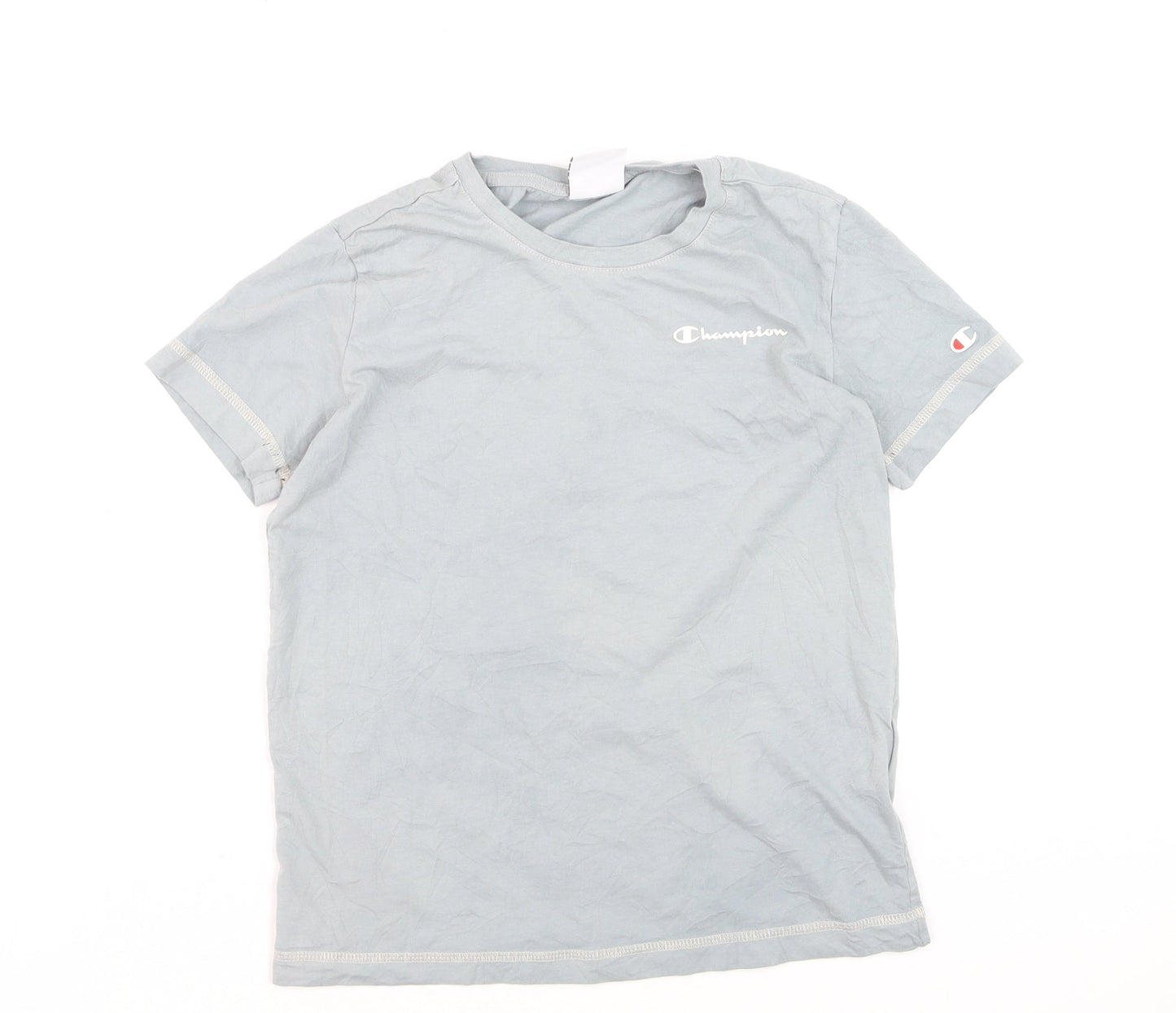 Champion Boys Blue Small Logo T-Shirt Short Sleeve Cotton Top