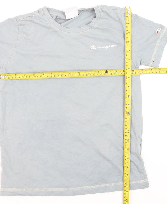 Champion Boys Blue Small Logo T-Shirt Short Sleeve Cotton Top