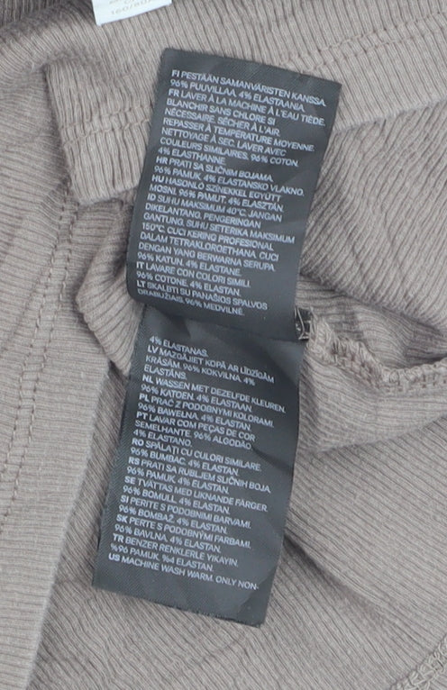 H&M Women Beige Roll Neck Pullover Jumper XS Cotton Blend
