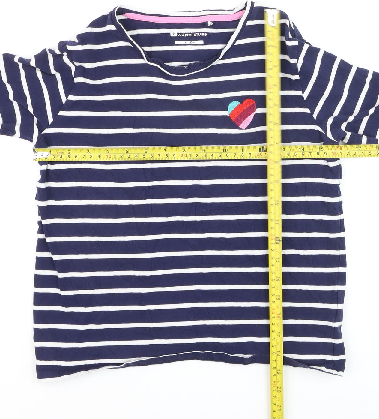 Mountain Warehouse Girls Navy Striped Long Sleeve T-Shirt 11-12 Years Cotton