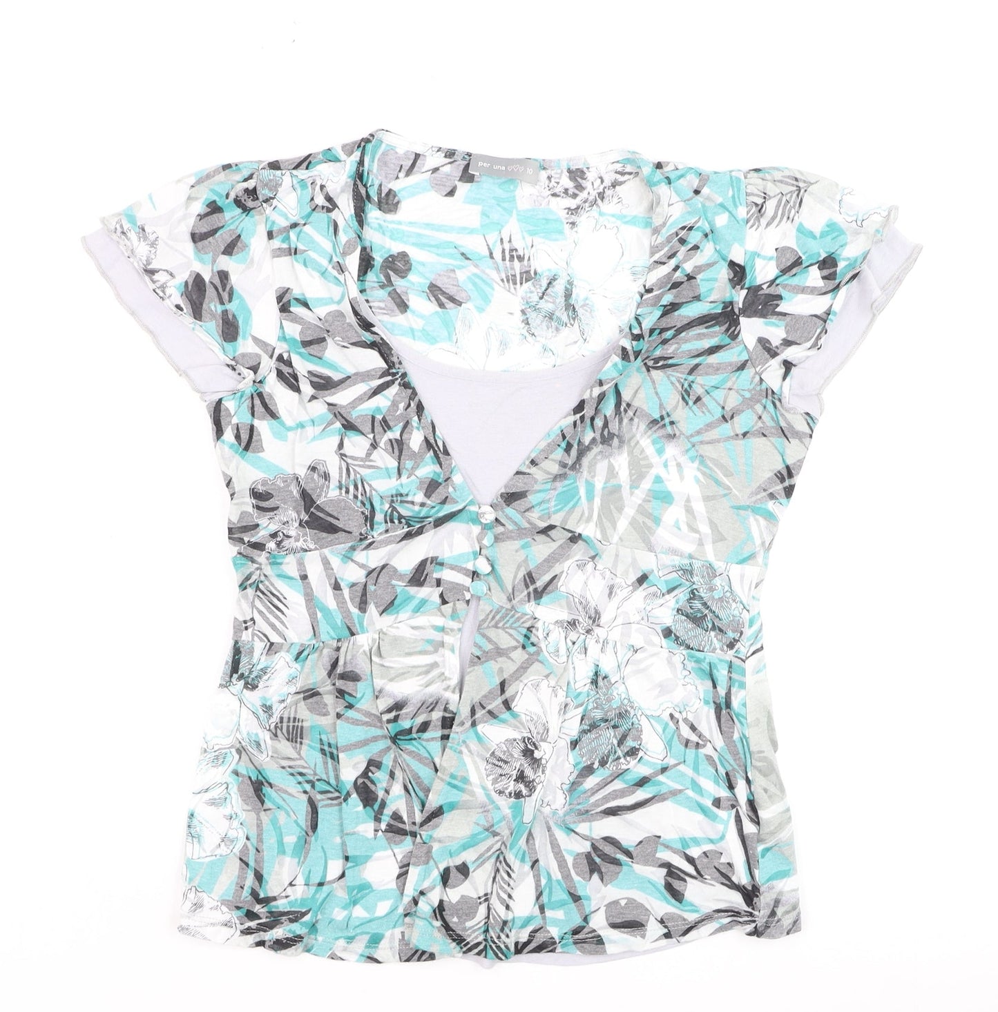 Marks and Spencer Per Una Women's Multicoloured Floral Wrap Blouse Size 10