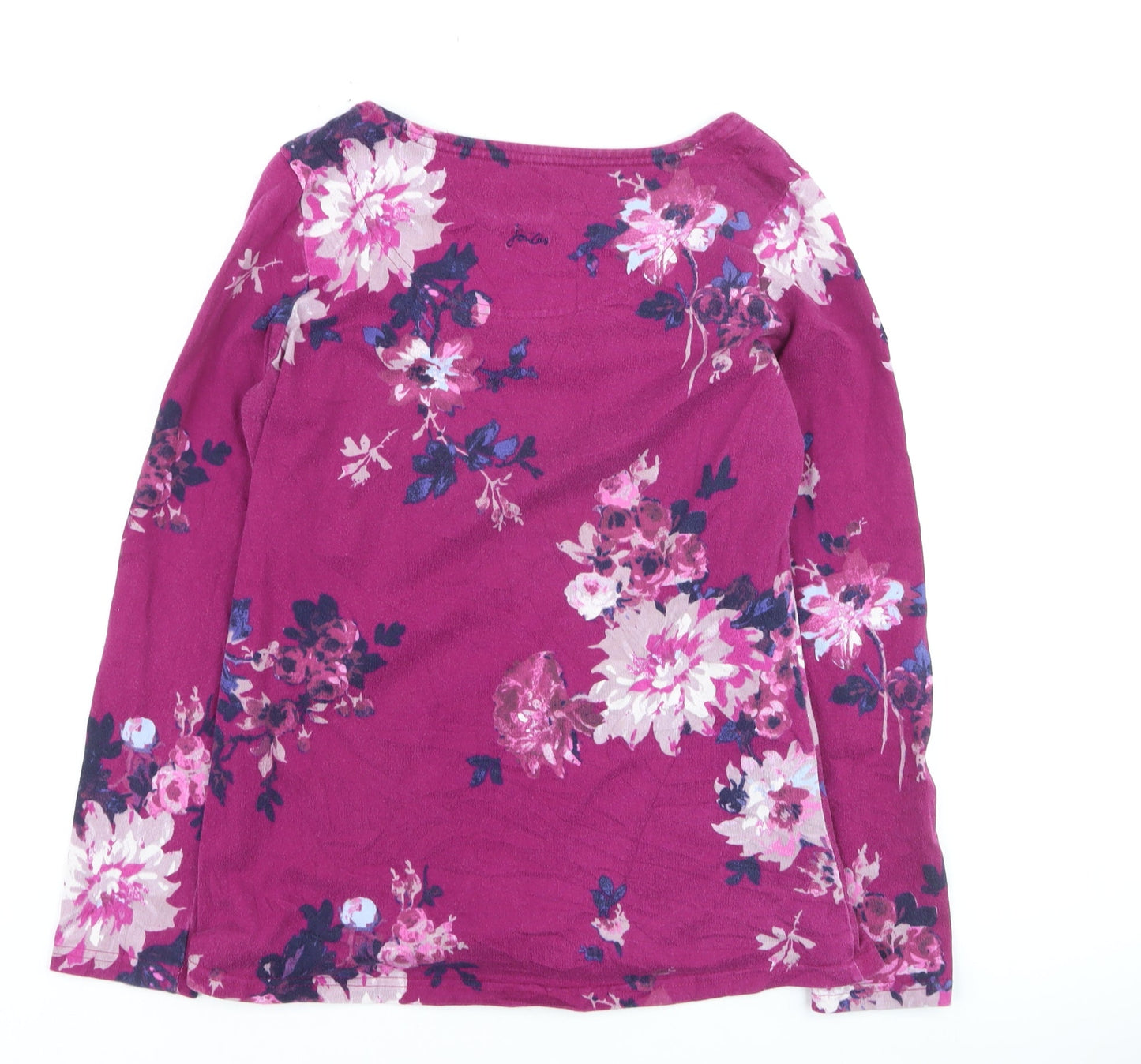 Joules Women's Pink Floral Long Sleeve Cotton Jersey T-Shirt UK 12