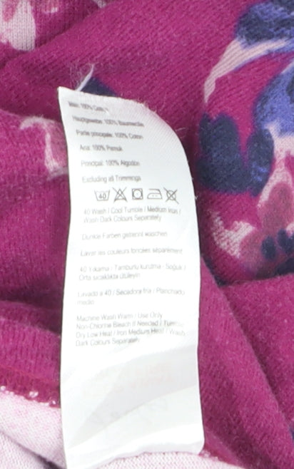 Joules Women's Pink Floral Long Sleeve Cotton Jersey T-Shirt UK 12