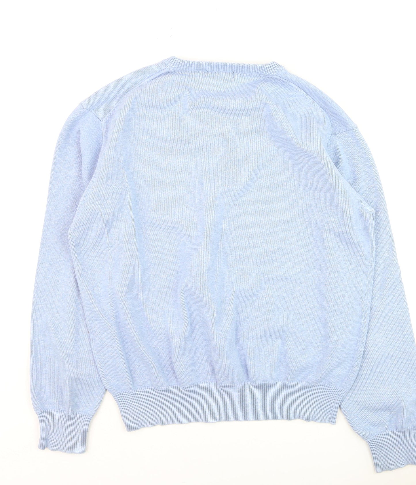 GANT Men’s Blue Cotton V-Neck Pullover Jumper M