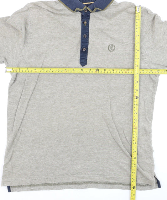 Henri Lloyd Men's Grey Short Sleeve Slim Fit Polo Shirt L