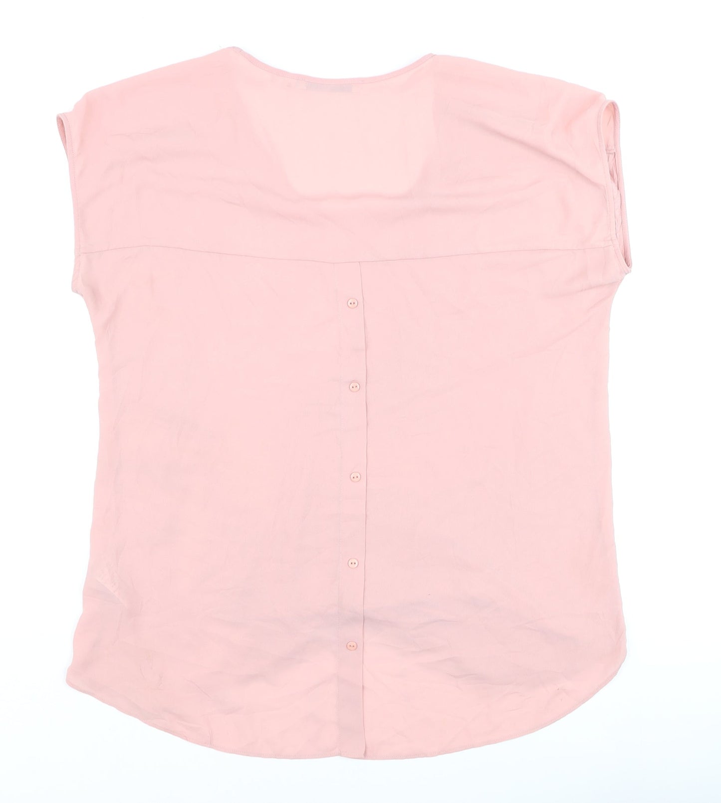 Next Women Pink Beaded Chiffon Blouse Size 16 V-Neck Short Sleeve