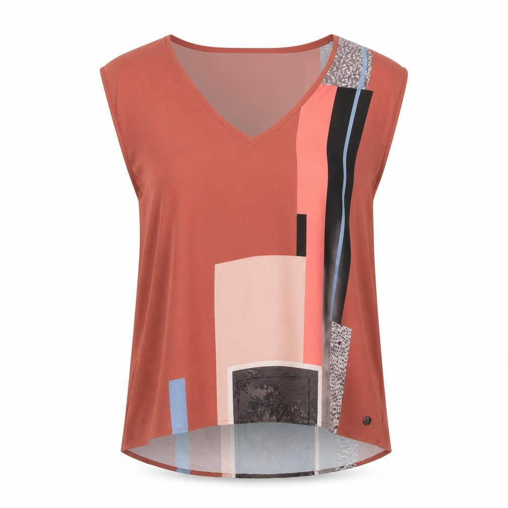 Garcia Jeans Womens Multicoloured Sleeveless V-Neck Blouse S