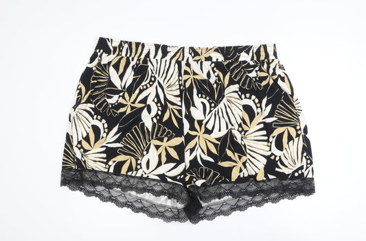 V by Very Womens Multicoloured Floral Lace Trim Hot Pants Shorts Size 26