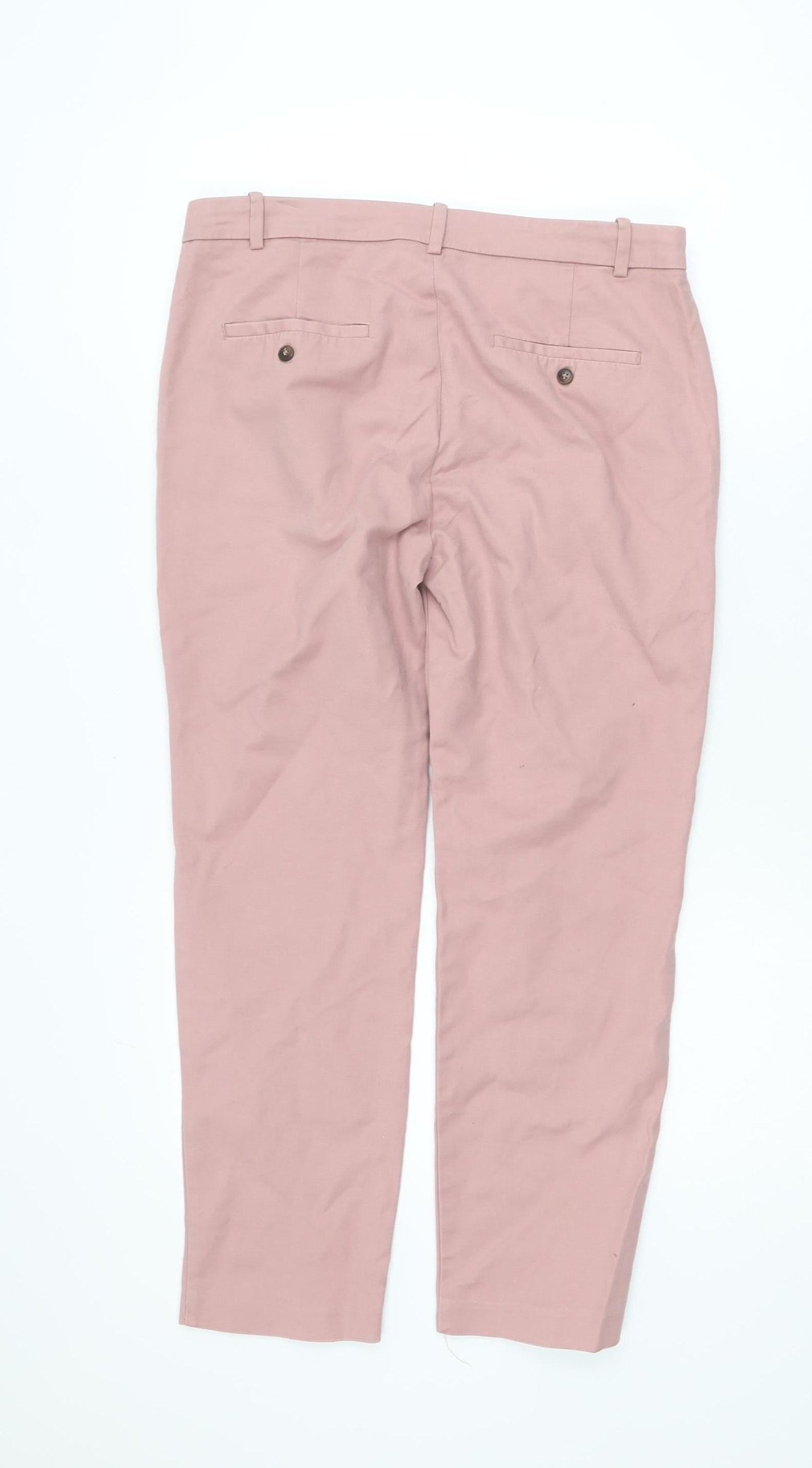 Zara Womens Pink Chino Trousers Size 12 Slim Fit Cotton