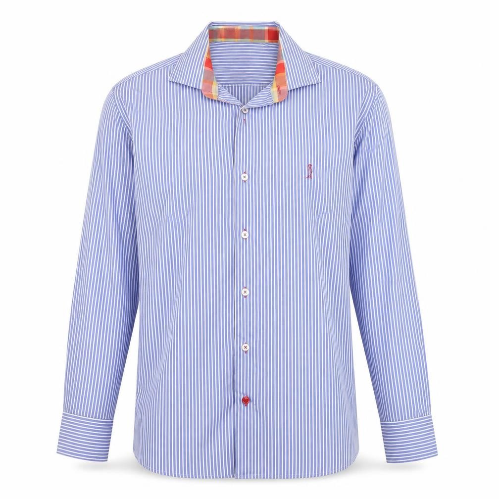 6th Womens Sense Blue Striped Long Sleeve Cotton Button-Up Shirt L