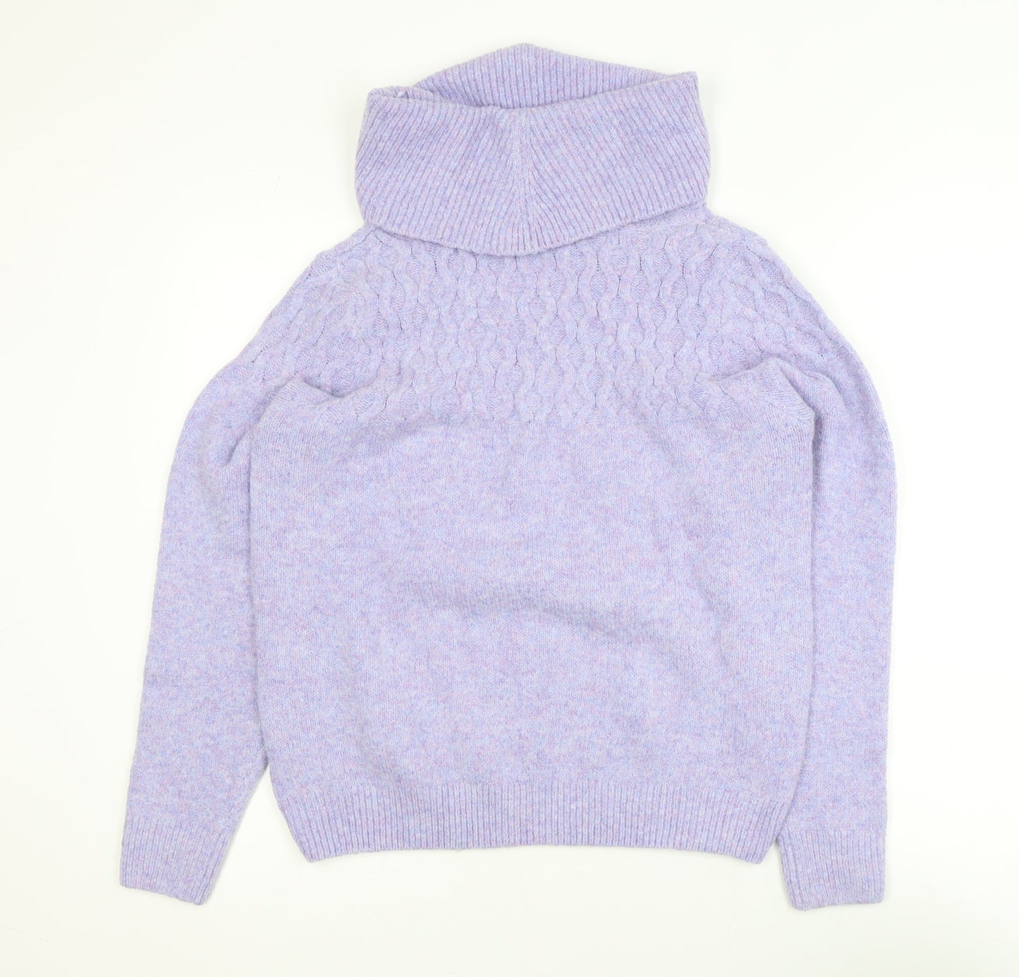 ISLE Collection Women’s Purple Roll Neck Cable Knit Jumper Size M