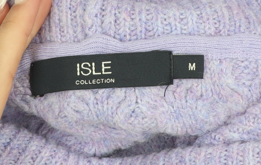ISLE Collection Women’s Purple Roll Neck Cable Knit Jumper Size M